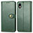 Custodia Portafoglio In Pelle Cover con Supporto S05D per Sony Xperia Ace III SOG08 Verde