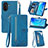 Custodia Portafoglio In Pelle Cover con Supporto S06D per Huawei Enjoy 50 Blu