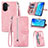 Custodia Portafoglio In Pelle Cover con Supporto S06D per Huawei Enjoy 50 Rosa