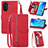 Custodia Portafoglio In Pelle Cover con Supporto S06D per Huawei Enjoy 50 Rosso