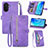 Custodia Portafoglio In Pelle Cover con Supporto S06D per Huawei Enjoy 50 Viola