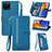 Custodia Portafoglio In Pelle Cover con Supporto S06D per Huawei Enjoy 50z Blu