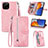 Custodia Portafoglio In Pelle Cover con Supporto S06D per Huawei Enjoy 50z Rosa