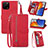 Custodia Portafoglio In Pelle Cover con Supporto S06D per Huawei Enjoy 50z Rosso