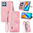 Custodia Portafoglio In Pelle Cover con Supporto S06D per Huawei Honor X6 Rosa