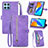 Custodia Portafoglio In Pelle Cover con Supporto S06D per Huawei Honor X6S Viola