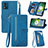 Custodia Portafoglio In Pelle Cover con Supporto S06D per Motorola Moto E13 Blu