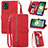 Custodia Portafoglio In Pelle Cover con Supporto S06D per Motorola Moto E13 Rosso