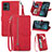 Custodia Portafoglio In Pelle Cover con Supporto S06D per Motorola Moto G14 Rosso