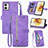 Custodia Portafoglio In Pelle Cover con Supporto S06D per Motorola Moto G73 5G Viola