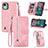 Custodia Portafoglio In Pelle Cover con Supporto S06D per Nokia C12 Rosa