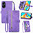 Custodia Portafoglio In Pelle Cover con Supporto S06D per Oppo A98 5G Viola