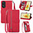 Custodia Portafoglio In Pelle Cover con Supporto S06D per Oppo Reno8 T 4G Rosso