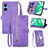 Custodia Portafoglio In Pelle Cover con Supporto S06D per Realme C33 Viola