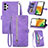 Custodia Portafoglio In Pelle Cover con Supporto S06D per Samsung Galaxy A13 4G Viola