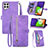 Custodia Portafoglio In Pelle Cover con Supporto S06D per Samsung Galaxy A22 4G Viola