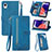 Custodia Portafoglio In Pelle Cover con Supporto S06D per Samsung Galaxy A22 5G SC-56B Blu