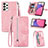 Custodia Portafoglio In Pelle Cover con Supporto S06D per Samsung Galaxy A33 5G Rosa