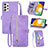 Custodia Portafoglio In Pelle Cover con Supporto S06D per Samsung Galaxy A52 4G Viola