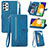 Custodia Portafoglio In Pelle Cover con Supporto S06D per Samsung Galaxy A72 4G Blu