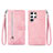 Custodia Portafoglio In Pelle Cover con Supporto S06D per Samsung Galaxy S23 Ultra 5G Oro Rosa