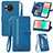 Custodia Portafoglio In Pelle Cover con Supporto S06D per Sharp Aquos R8 Blu