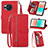 Custodia Portafoglio In Pelle Cover con Supporto S06D per Sharp Aquos R8 Rosso