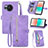 Custodia Portafoglio In Pelle Cover con Supporto S06D per Sharp Aquos R8 Viola