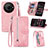 Custodia Portafoglio In Pelle Cover con Supporto S06D per Sharp Aquos R8s Pro Rosa