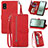 Custodia Portafoglio In Pelle Cover con Supporto S06D per Sharp Aquos wish3 Rosso