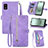 Custodia Portafoglio In Pelle Cover con Supporto S06D per Sharp Aquos wish3 Viola