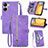 Custodia Portafoglio In Pelle Cover con Supporto S06D per Xiaomi Poco C65 Viola