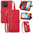 Custodia Portafoglio In Pelle Cover con Supporto S06D per Xiaomi Redmi 10 India Rosso