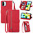 Custodia Portafoglio In Pelle Cover con Supporto S06D per Xiaomi Redmi A2 Plus Rosso