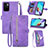 Custodia Portafoglio In Pelle Cover con Supporto S06D per Xiaomi Redmi Note 11 5G Viola