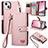 Custodia Portafoglio In Pelle Cover con Supporto S07D per Apple iPhone 13 Rosa