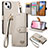 Custodia Portafoglio In Pelle Cover con Supporto S07D per Apple iPhone 14 Plus Grigio