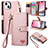 Custodia Portafoglio In Pelle Cover con Supporto S07D per Apple iPhone 14 Plus Rosa