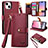 Custodia Portafoglio In Pelle Cover con Supporto S07D per Apple iPhone 14 Plus Rosso