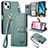 Custodia Portafoglio In Pelle Cover con Supporto S07D per Apple iPhone 14 Plus Verde