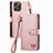 Custodia Portafoglio In Pelle Cover con Supporto S07D per Apple iPhone 15 Pro Rosa