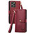 Custodia Portafoglio In Pelle Cover con Supporto S07D per Apple iPhone 15 Pro Rosso