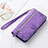 Custodia Portafoglio In Pelle Cover con Supporto S07D per Huawei Honor Magic5 5G Viola