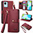 Custodia Portafoglio In Pelle Cover con Supporto S07D per Realme C30 Rosso