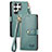 Custodia Portafoglio In Pelle Cover con Supporto S15D per Samsung Galaxy S22 Ultra 5G Verde