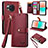 Custodia Portafoglio In Pelle Cover con Supporto S15D per Sharp Aquos R8 Rosso