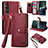 Custodia Portafoglio In Pelle Cover con Supporto S15D per Sony Xperia 1 V Rosso