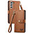 Custodia Portafoglio In Pelle Cover con Supporto S16D per Samsung Galaxy S22 5G Marrone