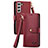 Custodia Portafoglio In Pelle Cover con Supporto S16D per Samsung Galaxy S22 5G Rosso