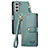 Custodia Portafoglio In Pelle Cover con Supporto S16D per Samsung Galaxy S22 5G Verde